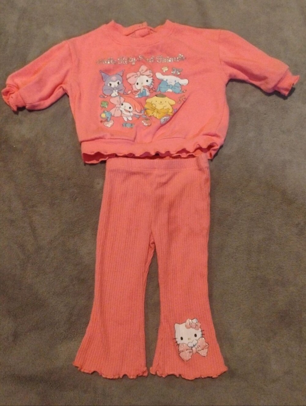Sanrio Hello Kitty & Friends Coral Fleece Sweatshirt & Flare Pants Set - 6-9M